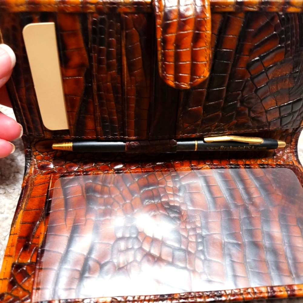 BRAHMIN Check book wallet with card holder and pen
